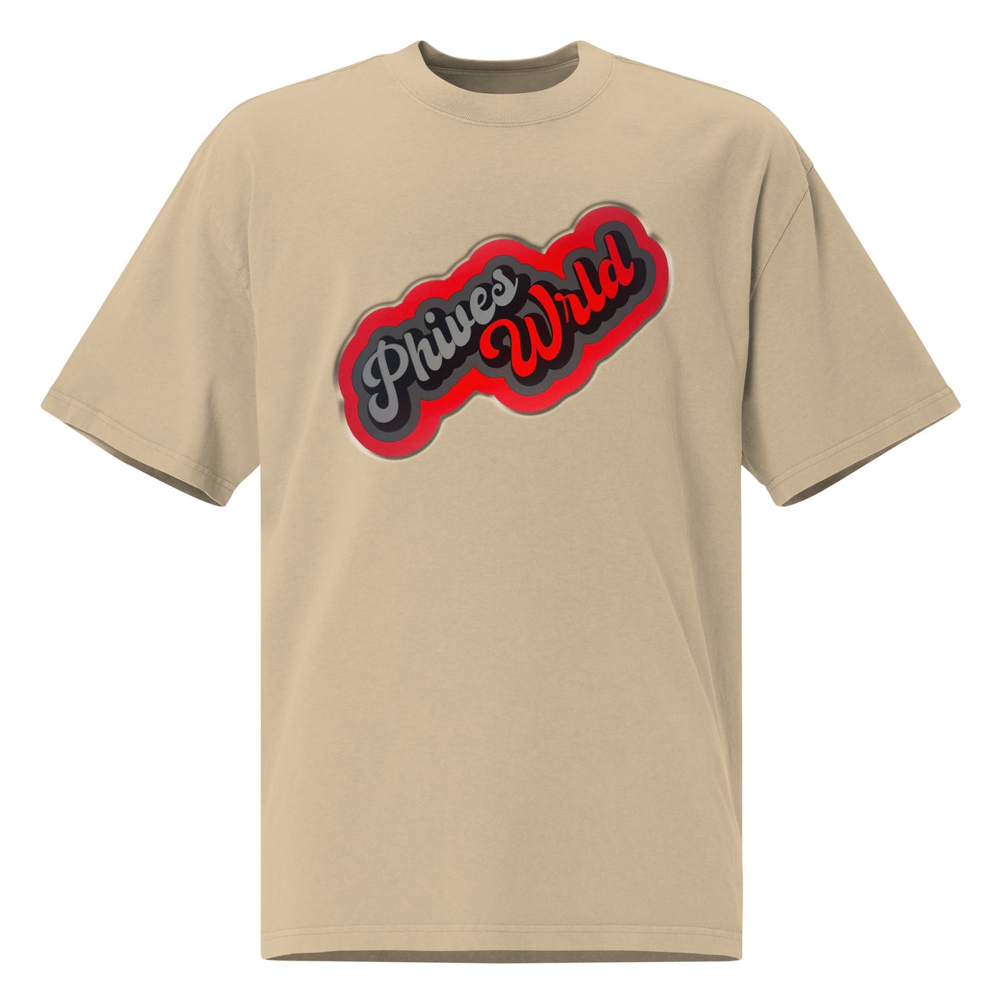 PhivesWrld Red Oversized faded t-shirt